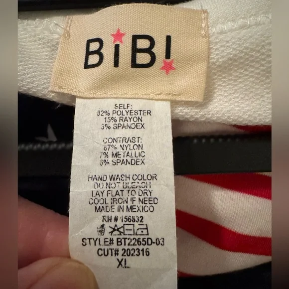 BiBi Patriotic Star and Stripe Tee - Red, White, and Blue, New Without Tags, XL - Picture 3 of 12
